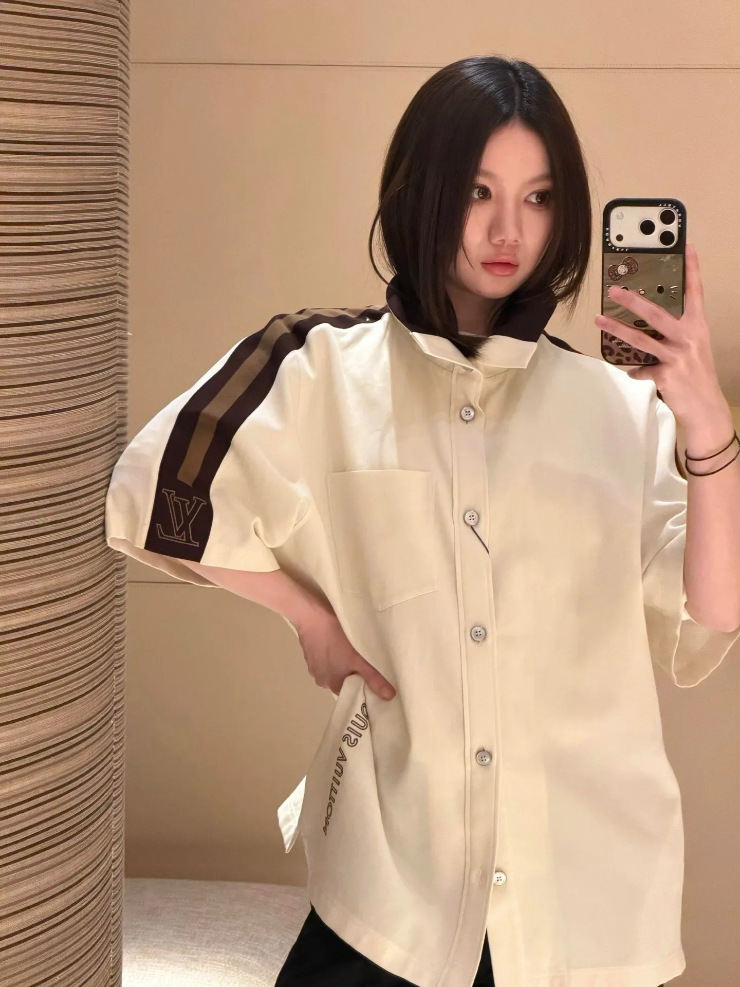 Louis Vuitton/Louis Vuitton 26ss logo web short-sleeved shirt